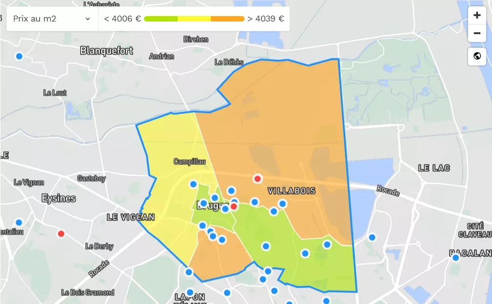prix immobilier m&sup2; bruges quartier par quartier 2026